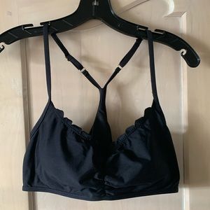 Splendid black swim top with adjustable straps, size L, razor back, new, no tags